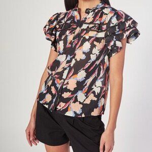 Joie Floral Blouse Cotton Silk Blend XS